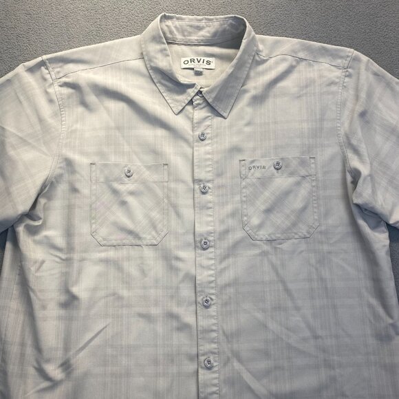 Orvis Tech Work Shirt Mens Extra Large Gray Performance Short Sleeve Plaid - Picture 10 of 10
